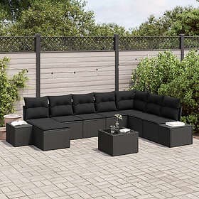vidaXL 9-delat trädgårdsoffan med kuddar beige poly rattan