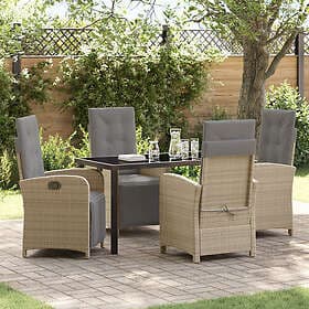 vidaXL Lounge Set 5 Pieces with Cushions Beige Poly Rattan