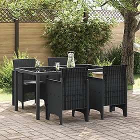 vidaXL Set of 4 Garden Chairs with Cushions Anthracite Poly Rattan