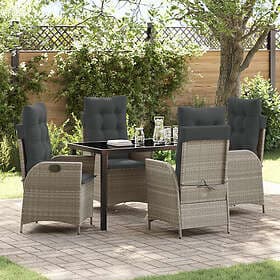 vidaXL 5-piece Garden Dining Set Light Gray Poly Rattan