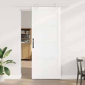 vidaXL skjutdörr med tillbehörsset Vit 93x232 cm Massivt trä Furu