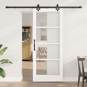vidaXL Skjutdörr med hårdvarusats Vit 83x202 cm Solid träfuru
