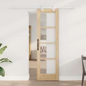 vidaXL skjutdörr med hårdvaruset 61x198.5 cm Massivt trä i furu