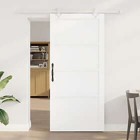 vidaXL Skjutdörr med Monteringsset Vit 93x202 cm Massivt Trä Furu