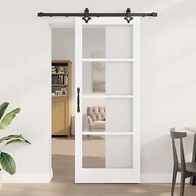 vidaXL Skjutdörr med Hårdvara Vit 83x211 cm Massivt Trä Furu