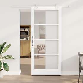 vidaXL Skjutdörr med Utrustningsset Vit 93x211 cm Massivt Trä Furu
