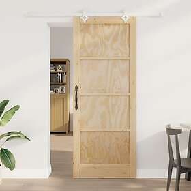 vidaXL skjutdörr med beslag Set 83x211 cm Massivt träd Tall