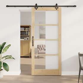 vidaXL skjutdörr med beslagsett 93x211 cm massivt tallträ