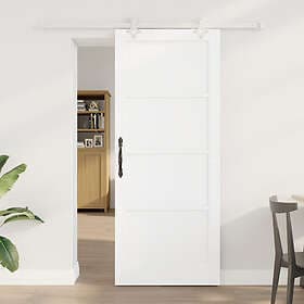 vidaXL Skjutdörr med hårdvarusats Vit 83x202 cm Massiv Furu