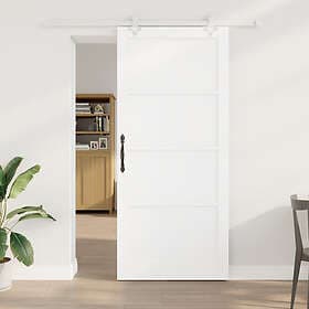 vidaXL Skjutdörr med tillbehör Vit 93x211 cm Massiv trä Furu