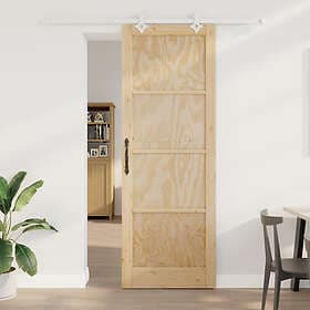 vidaXL Skjutdörr med beslag Set 83x232 cm Massivt trä Furu