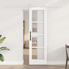 vidaXL Sliding Door with Accessories Set White 61x198.5 cm Solid Pine Wood