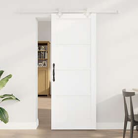 vidaXL Skjutdörr med tillbehör Set Vit 78x202 cm Massivt trä Furu