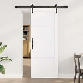 vidaXL Skjutdörr med Tillbehörsset Vitt 78x202 cm Massiv Trä Furu