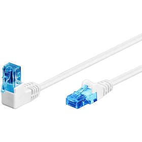 Goobay Patchkabel CAT 6A, 1x 90° vinklad, U/UTP, vit kopparklädd aluminiumtråd (