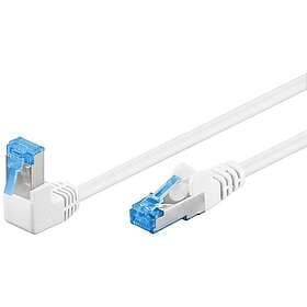 Goobay Patchkabel CAT 6A, 1x 90° vinklad, S/FTP (PiMF), vit, 0,5 m kopparledare 