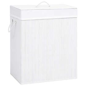 vidaXL Tvättkorg bambu med 2 sektioner vit 100l 100L