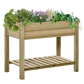 Outsunny Raised Garden Bed With Legs And Storage Shelf Elevated Wood Planter Box