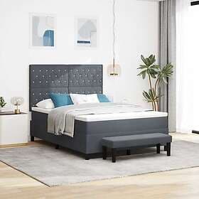 vidaXL Box Spring Bed with Mattress & Bench Dark Grey 160x200 cm Velvet