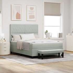 vidaXL Box Spring Bed with Mattress & Bench Light Grey 160x200 cm Velvet