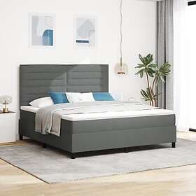 vidaXL Box Spring Bed with Mattress & LED Dark Grey 180 x 200 cm Fabric