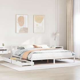 vidaXL Bed Frame without Mattress White 180x200 cm Super King Solid Wood Pine 33