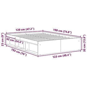 vidaXL Bed Frame without Mattress Old Wood 120x190cm Small Double Engineered Woo