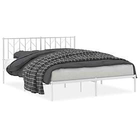 vidaXL Metal Bed Frame without Mattress with Headboard White 160x200cm