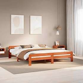 vidaXL Bed Frame without Mattress Wax Brown 180x200 cm Super King Size Solid Woo