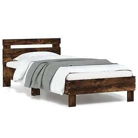 vidaXL Bed Frame without Mattress with LED Lights Smoked Oak 90x190 cm Single