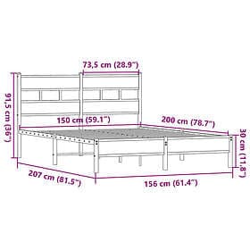 vidaXL Bed Frame without Mattress Sonoma Oak 150x200 cm King Size Engineered Woo