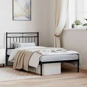 vidaXL Metal Bed Frame without Mattress with Headboard Black 100x190cm