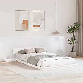 vidaXL Floor Bed Frame with Bedside Tables White 120x200cm Solid Wood