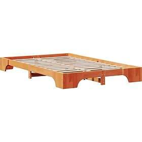 vidaXL Bed Frame Wax Brown Solid Pine Wood 140 x 190 cm Durable