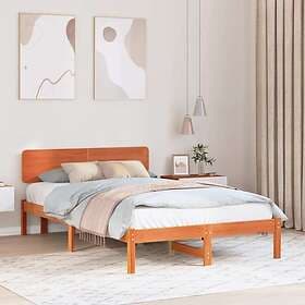 vidaXL Bed Frame with Headboard Wax Brown 120x200 cm Solid Pine Wood