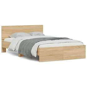 vidaXL Bed Frame with Headboard and LED Sonoma Oak 140x200 cm