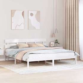 vidaXL Bed Frame with Headboard White 180x200 cm Solid Wood Pine