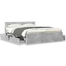 vidaXL Bed Frame with Headboard without Mattress Concrete Grey 150x200 cm King S