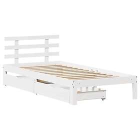 vidaXL Bed Frame with Drawers without Mattress White75x190 cm