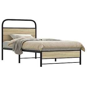 vidaXL Bed Frame without Mattress 75x190 cm Small Single Sonoma Oak Engineered W