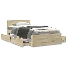 vidaXL Bed Frame with Headboard without Mattress Sonoma Oak 90x190 cm Single