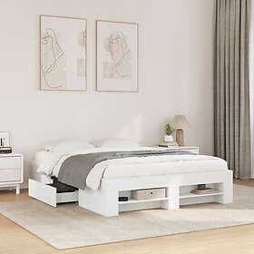 vidaXL Bed Frame without Mattress White 135x190 cm Double Engineered Wood