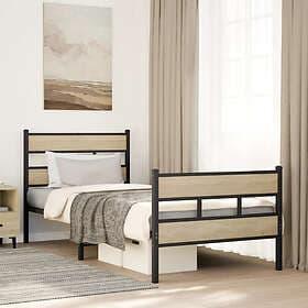 vidaXL Metal Bed Frame without Mattress Sonoma Oak 75x190 cm Small Single