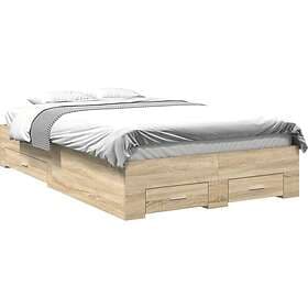 vidaXL Bed Frame with Drawers Sonoma Oak 120x190 cm Engineered Wood