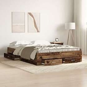 vidaXL Bed Frame with Drawers Old Wood 135x190 cm Engineered Wood