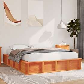 vidaXL Bed Frame with Lift-Up Storage in Wax Brown, 160 x 200 cm, Solid Pine
