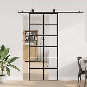 vidaXL Sliding Door with Hardware Set Black 90x205 cm ESG Glass