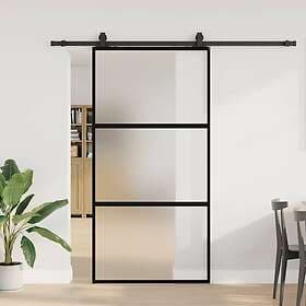 vidaXL Sliding Door with Hardware Set Black 102,5x205 cm Tempered Glass