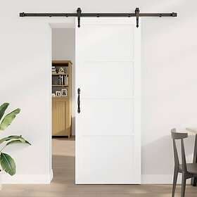 vidaXL Sliding Door with Hardware Set White 83x211 cm Solid Wood Pine