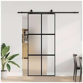 vidaXL Sliding Door with Hardware Set Black 90x205 cm Tempered Glass